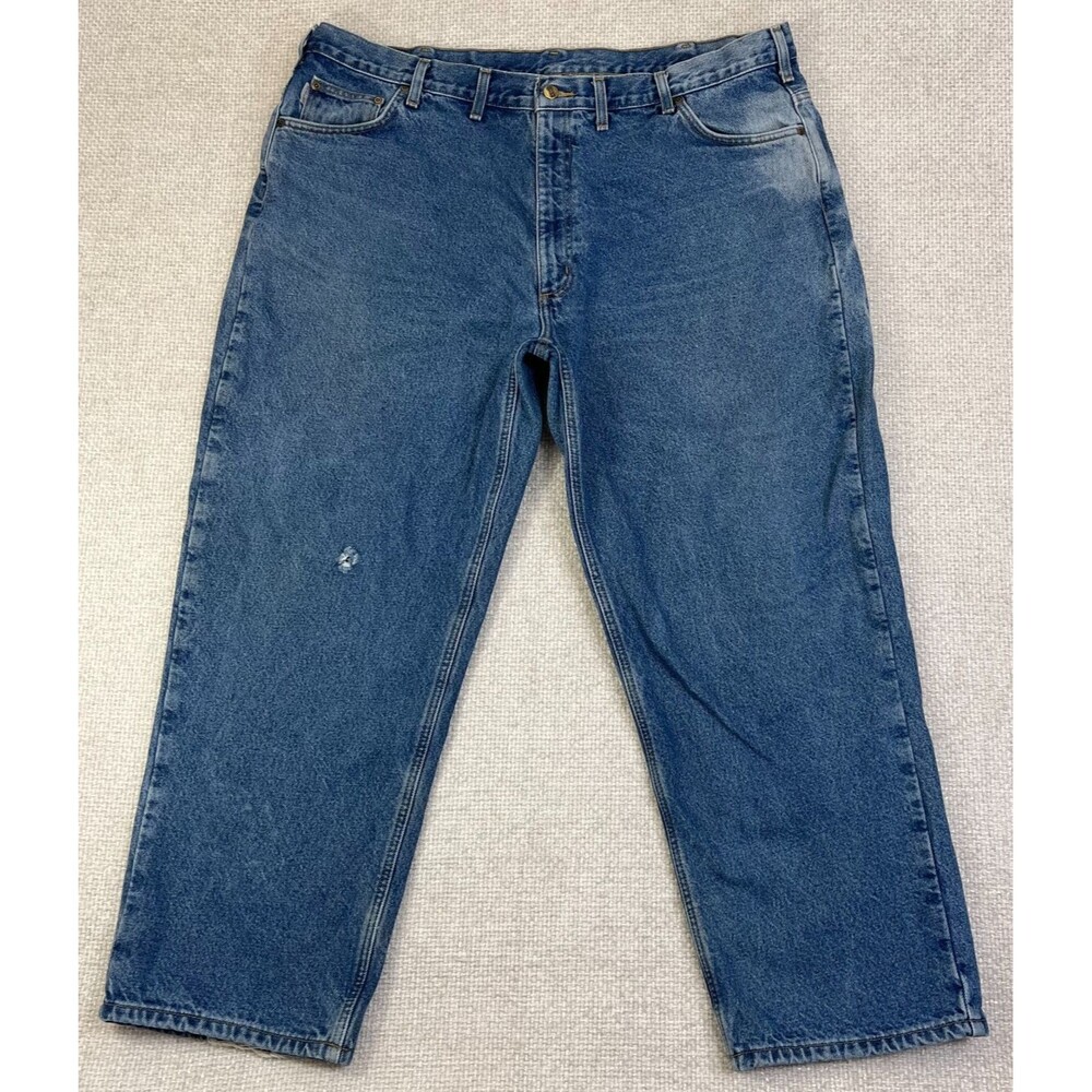 Carhartt Jeans Flannel Lined Men's 44x29 (Tag 46x30) Relaxed Fit B17-DST Blue